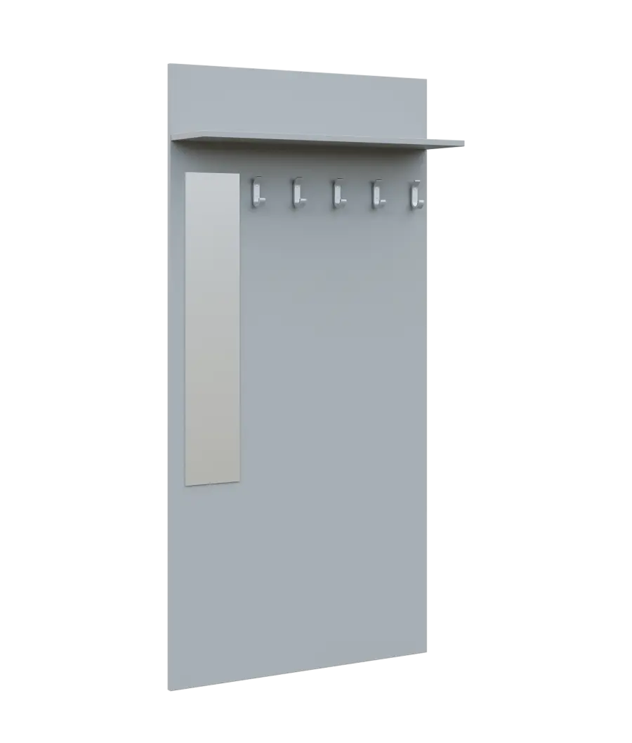 VN - 35 stěna věšáková 900x220x1800 mm, zrcadlo, 5-háček Laura, šedá